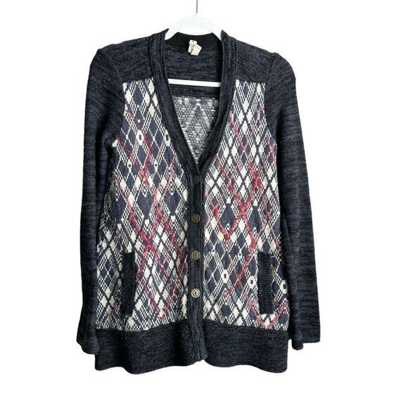 Free People We The Free Wool Blend Cardigan Sweater Women’s XS Navy Multi - Picture 1 of 5